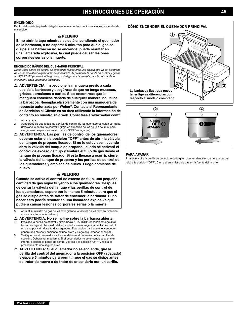 Instrucciones de operación | weber 89559 User Manual | Page 45 / 84