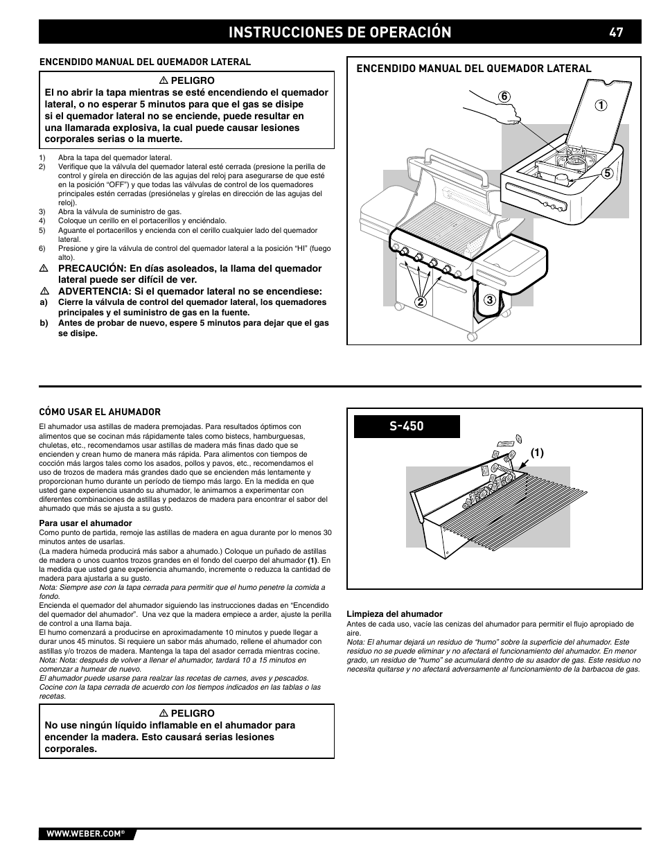 Instrucciones de operación, S-450 | weber 89559 User Manual | Page 47 / 84
