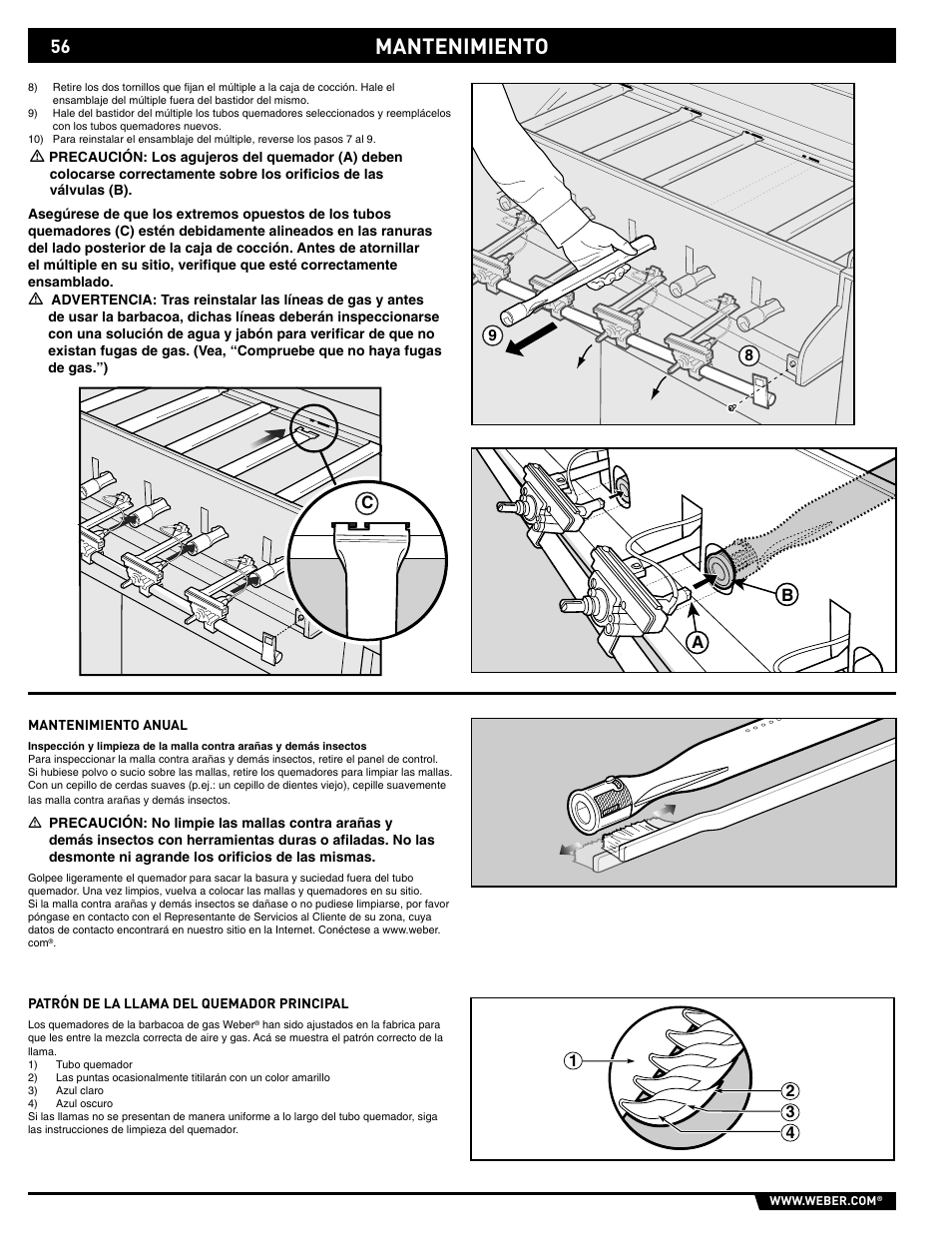 Mantenimiento, Ba c | weber 89559 User Manual | Page 56 / 84