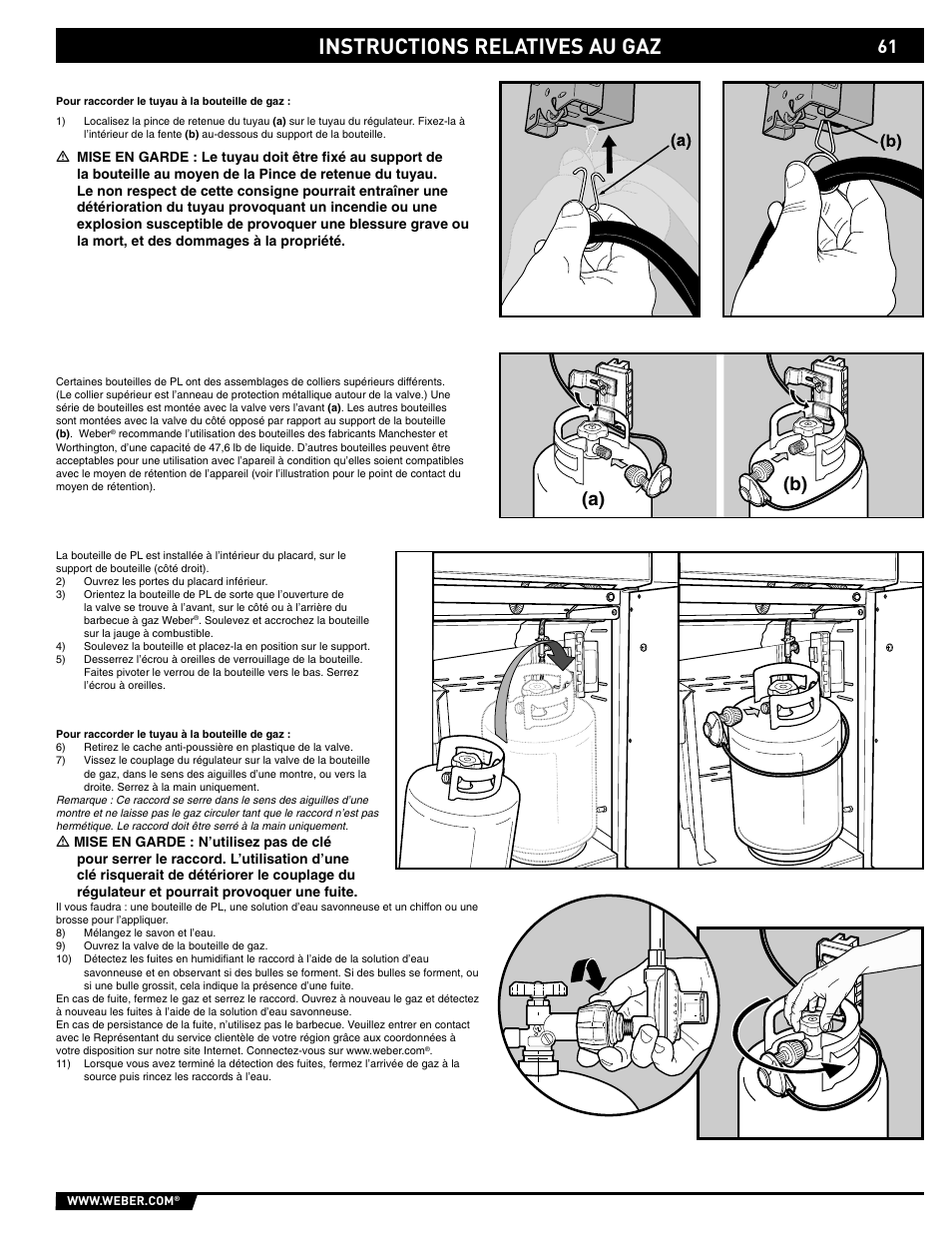 Gas instructions, Instructions relatives au gaz, A) (b) | weber 89559 User Manual | Page 61 / 84