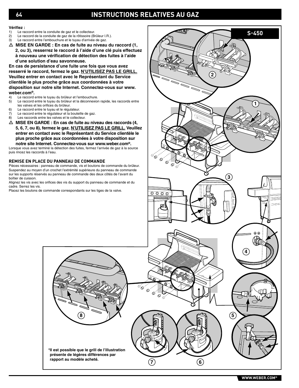 Instructions relatives au gaz, S-450 | weber 89559 User Manual | Page 64 / 84
