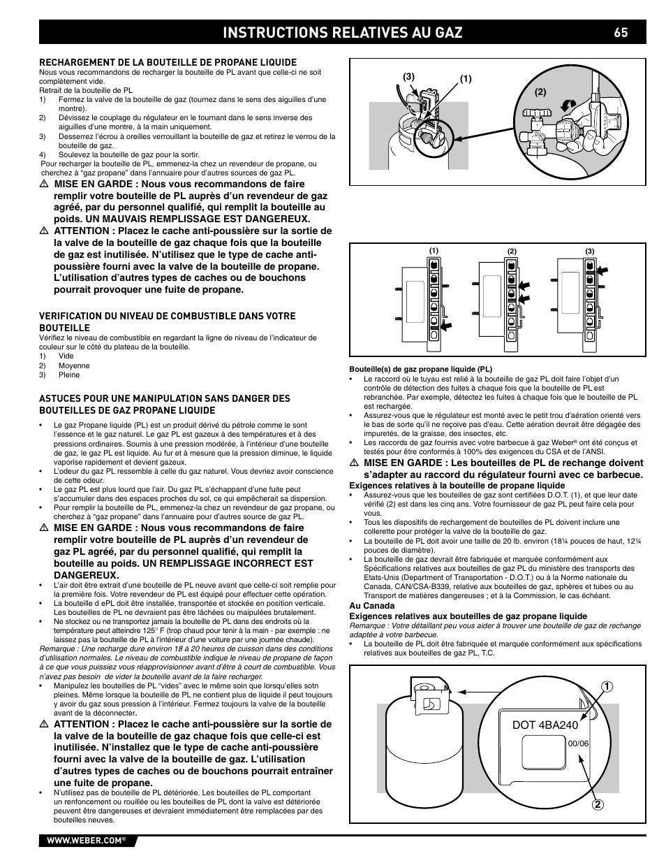 Gas instructions, Instructions relatives au gaz | weber 89559 User Manual | Page 65 / 84