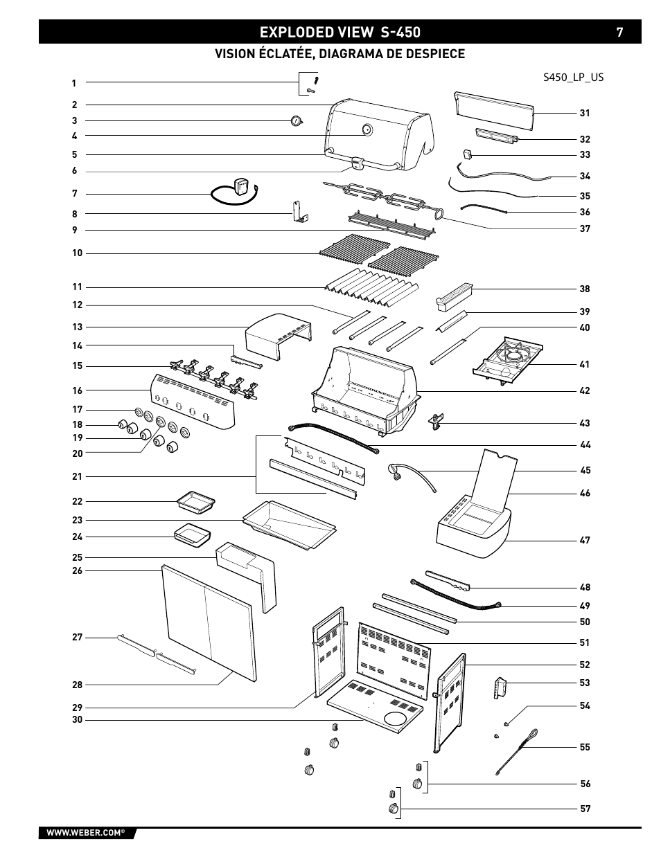 Exploded view s-450 | weber 89559 User Manual | Page 7 / 84