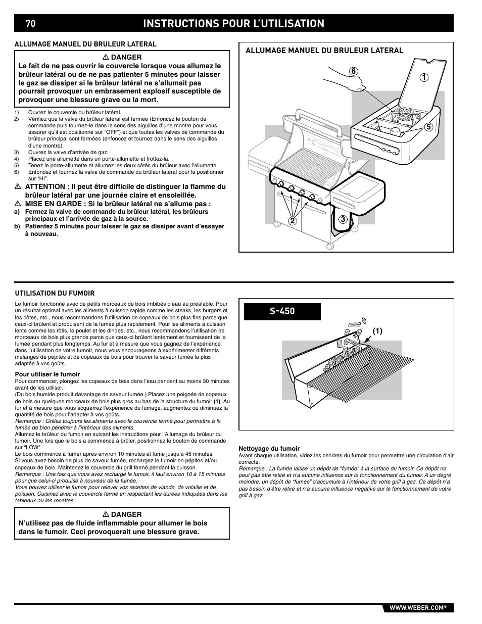 Instructions pour l’utilisation, S-450 | weber 89559 User Manual | Page 70 / 84
