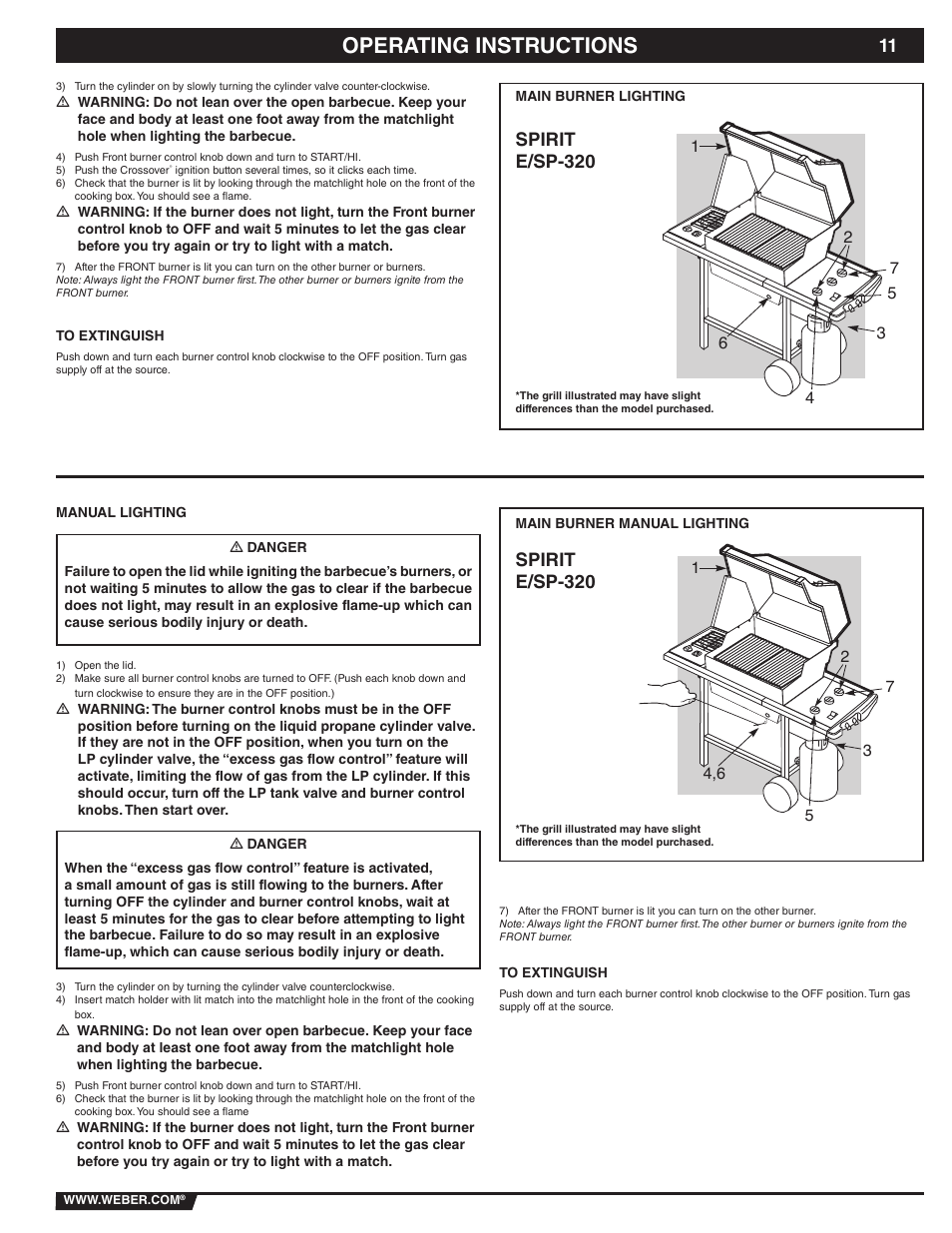 Operating instructions, Spirit e/sp-320 | weber 89838 User Manual | Page 11 / 48