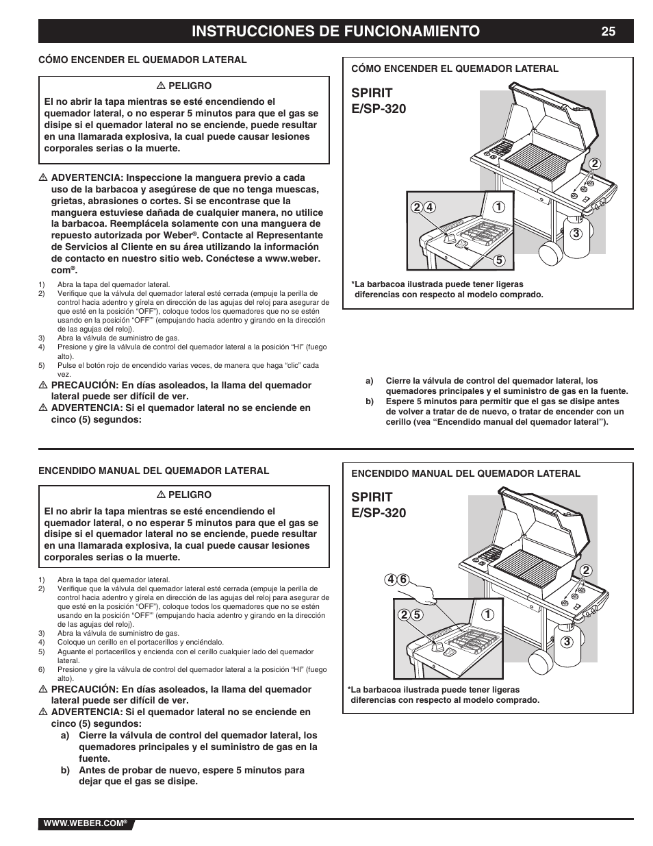 Instrucciones de funcionamiento, Spirit e/sp-320 | weber 89838 User Manual | Page 25 / 48