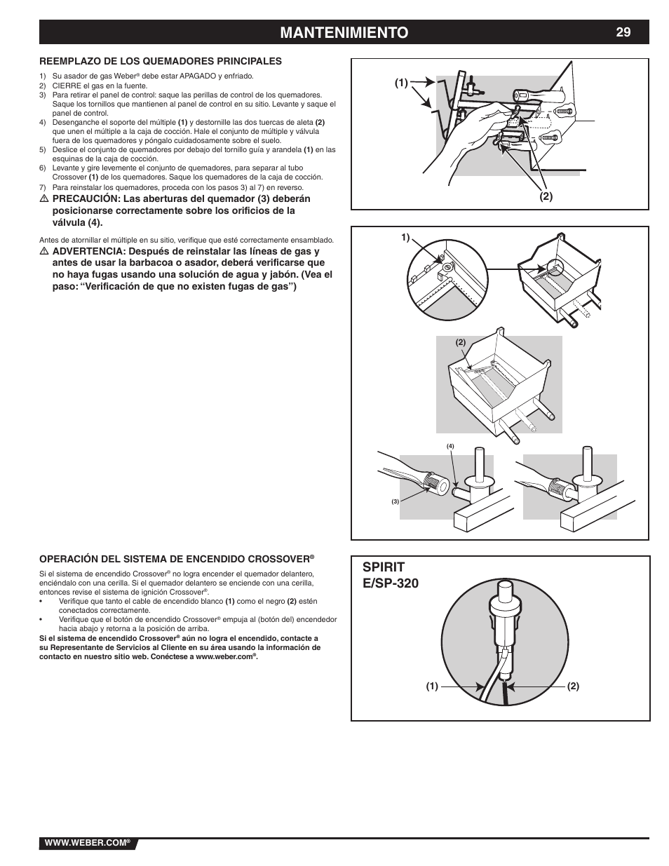 Mantenimiento, Spirit e/sp-320 | weber 89838 User Manual | Page 29 / 48