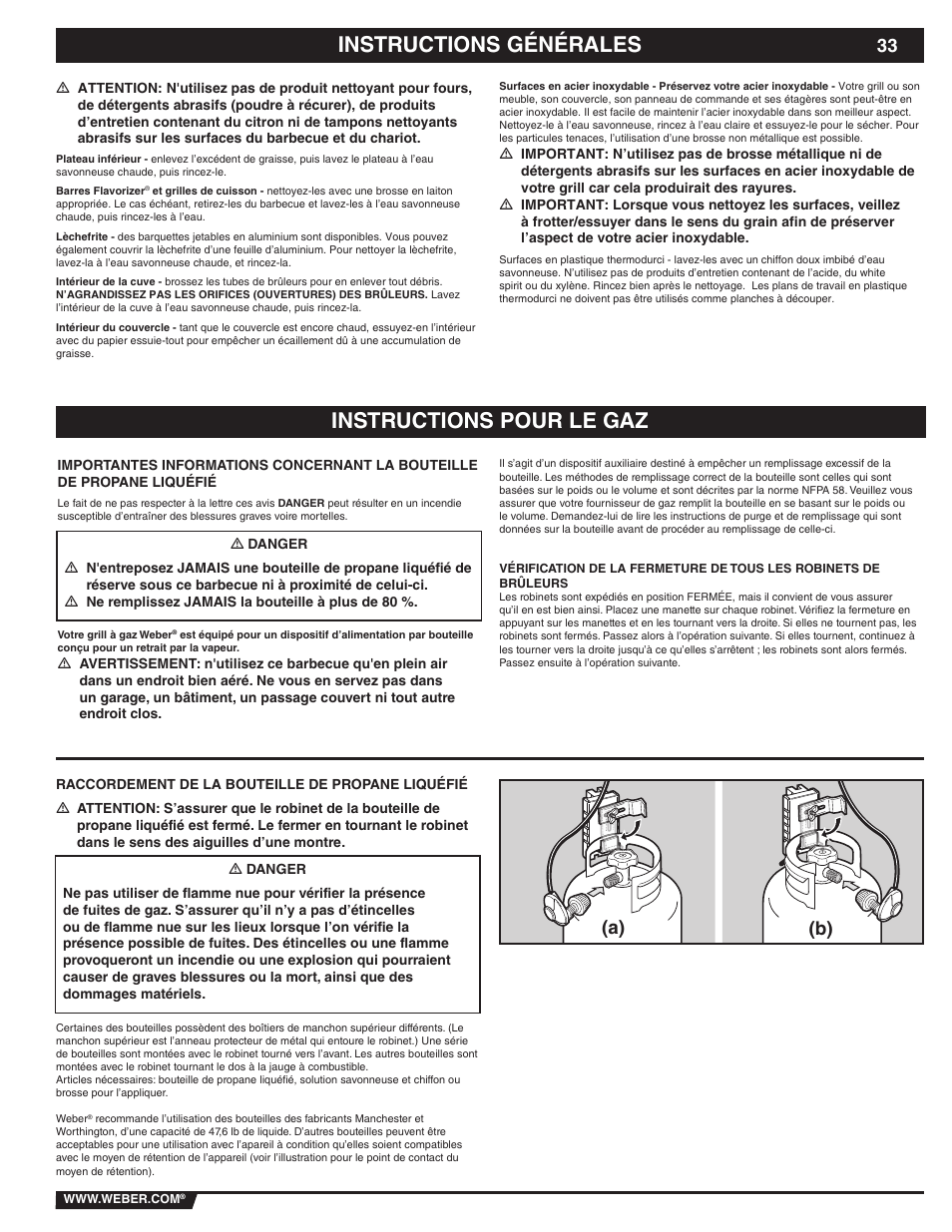 Instructions générales instructions pour le gaz, A) (b) | weber 89838 User Manual | Page 33 / 48