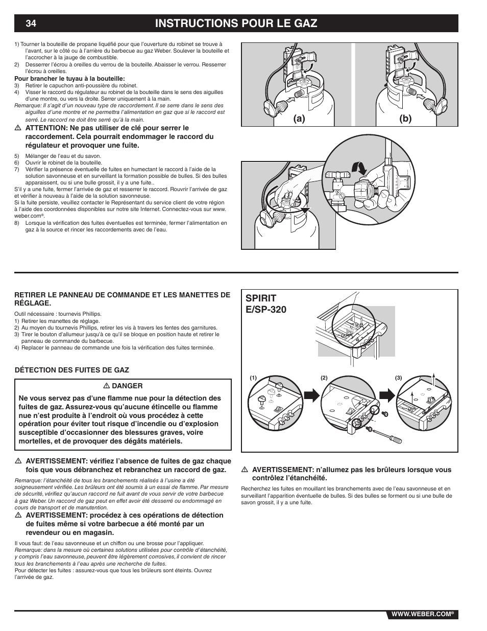 Instructions pour le gaz, Spirit e/sp-320 (a) (b) | weber 89838 User Manual | Page 34 / 48