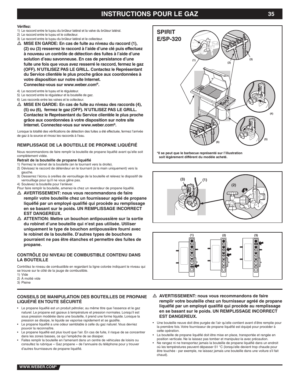 Instructions pour le gaz, Spirit e/sp-320 | weber 89838 User Manual | Page 35 / 48