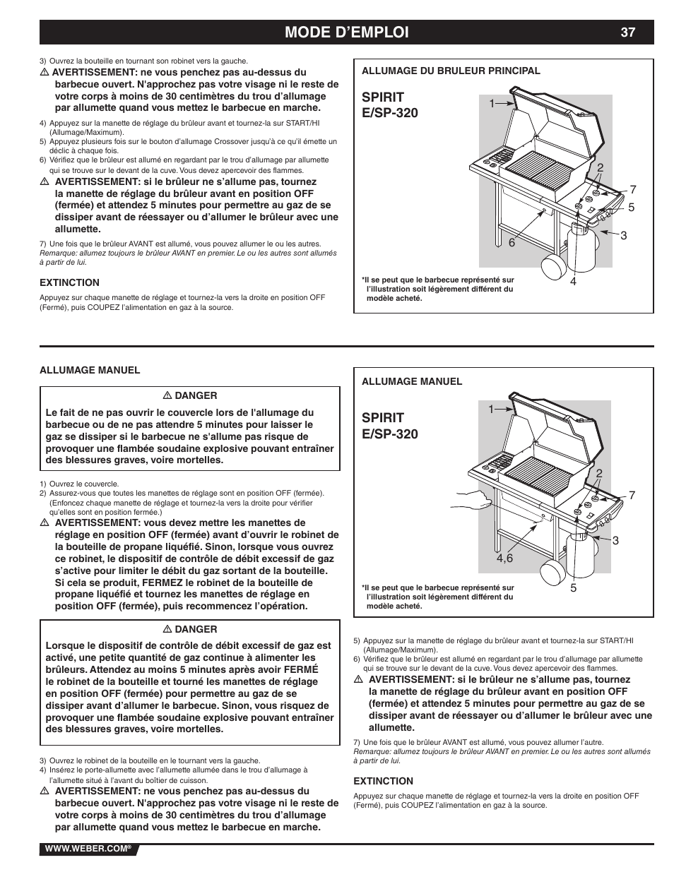 Mode d’emploi, Spirit e/sp-320 | weber 89838 User Manual | Page 37 / 48