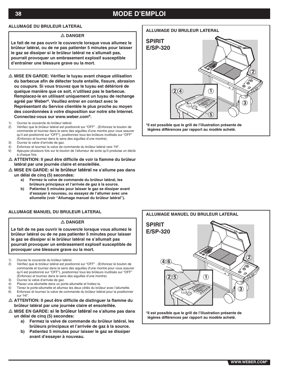 Mode d’emploi, Spirit e/sp-320 | weber 89838 User Manual | Page 38 / 48