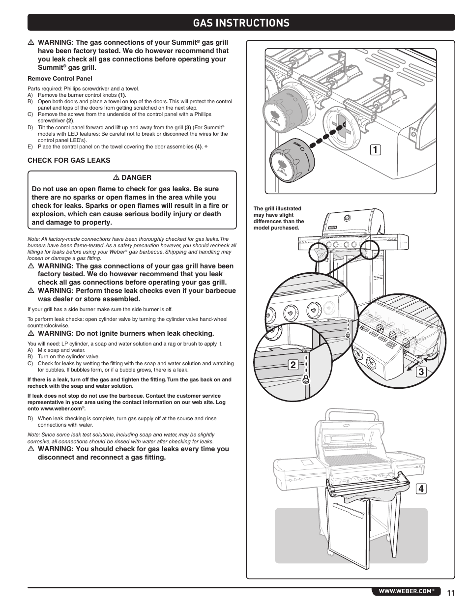 Gas instructions | weber Summit 56219 User Manual | Page 11 / 84