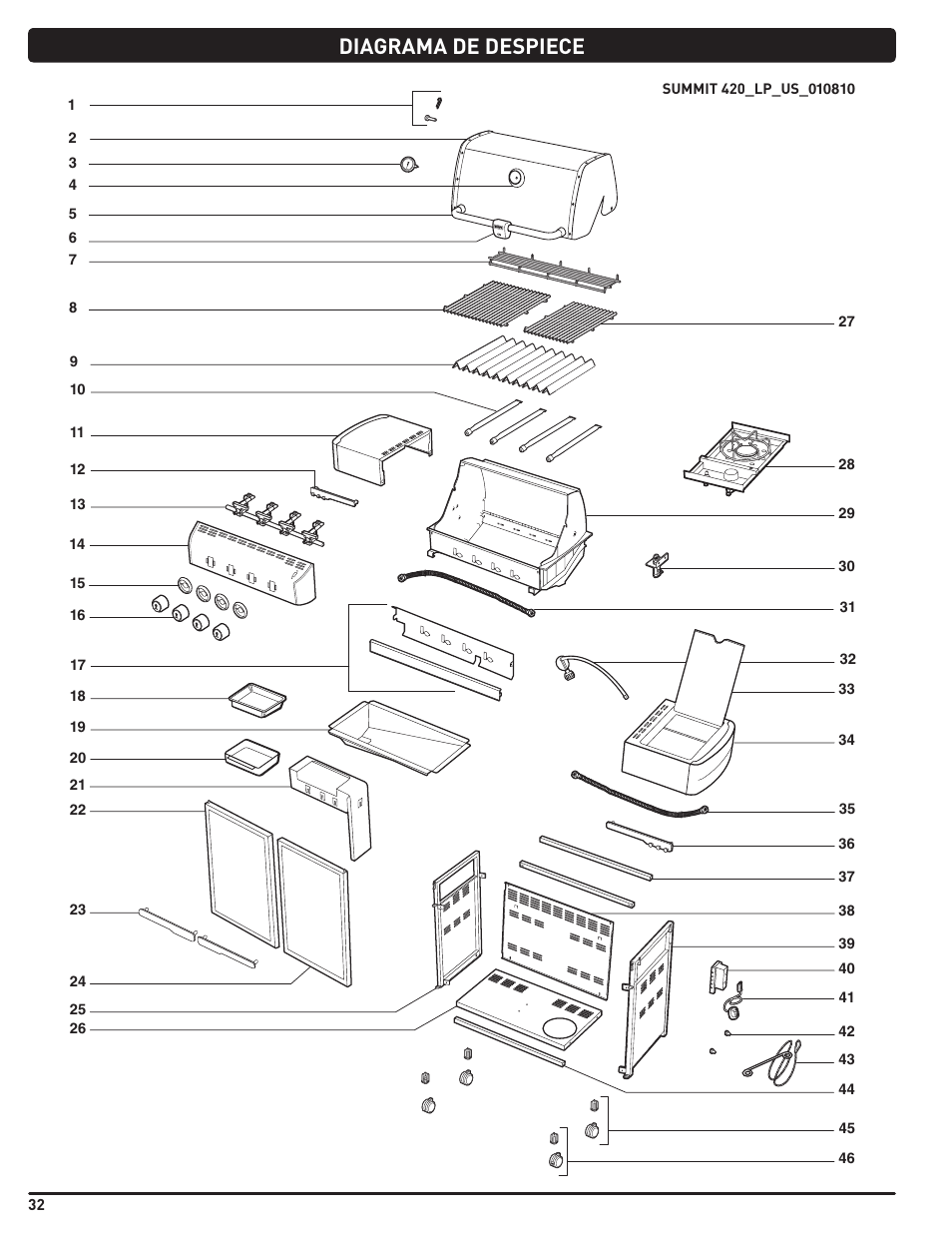 Diagrama de despiece | weber Summit 56219 User Manual | Page 32 / 84