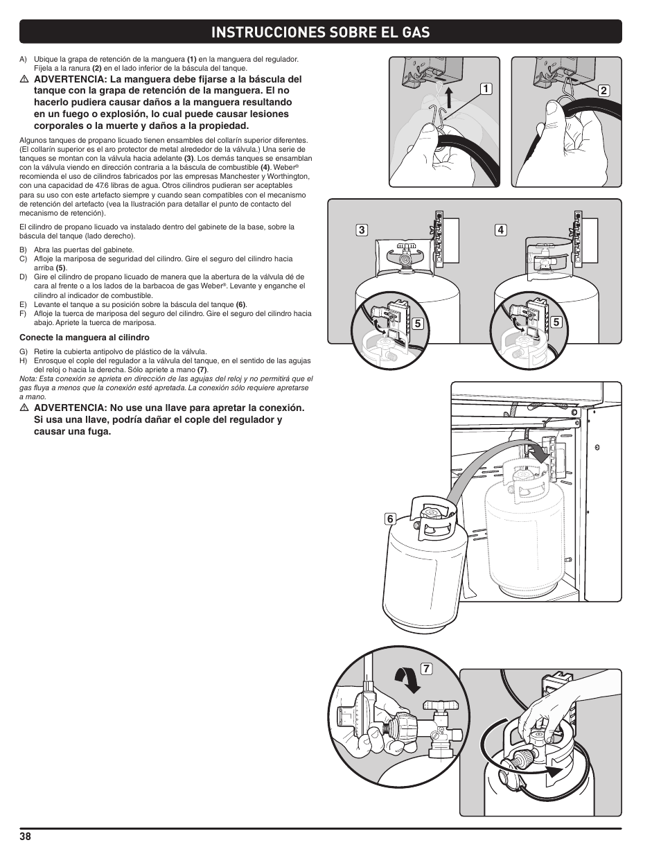 Instrucciones sobre el gas | weber Summit 56219 User Manual | Page 38 / 84