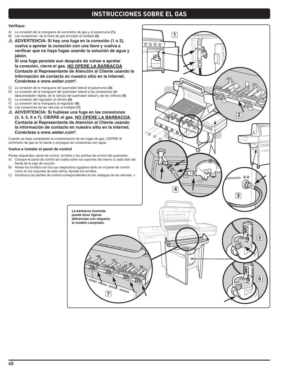 Instrucciones sobre el gas | weber Summit 56219 User Manual | Page 40 / 84