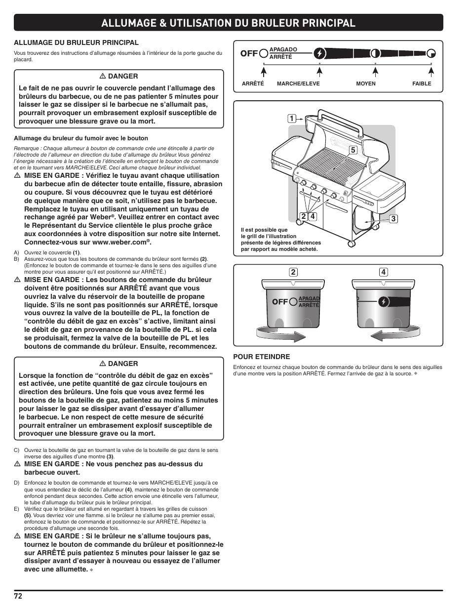 Allumage & utilisation du bruleur principal | weber Summit 56219 User Manual | Page 72 / 84