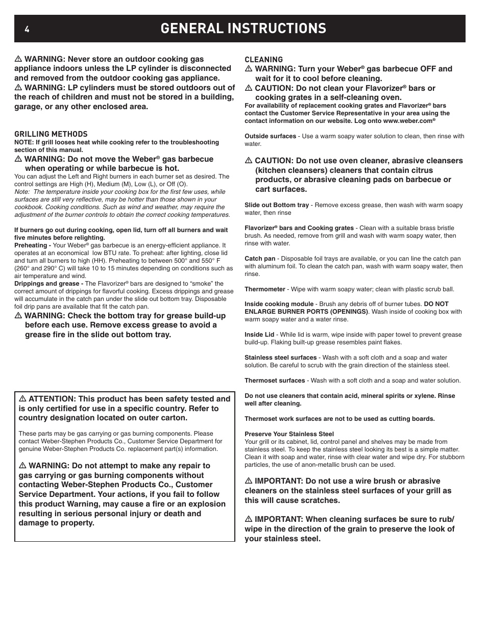 General instructions | weber 42372 User Manual | Page 4 / 32