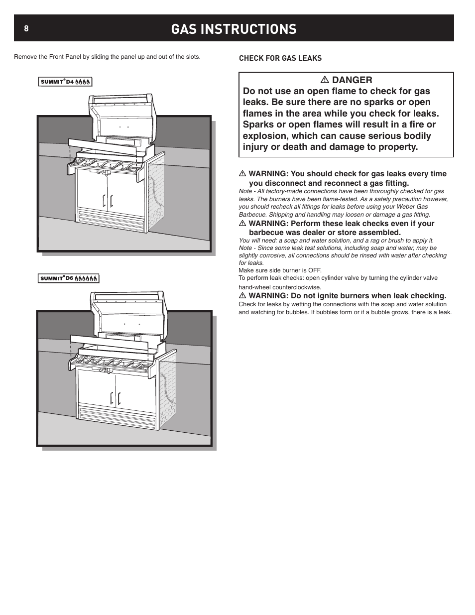 Gas instructions | weber 42372 User Manual | Page 8 / 32