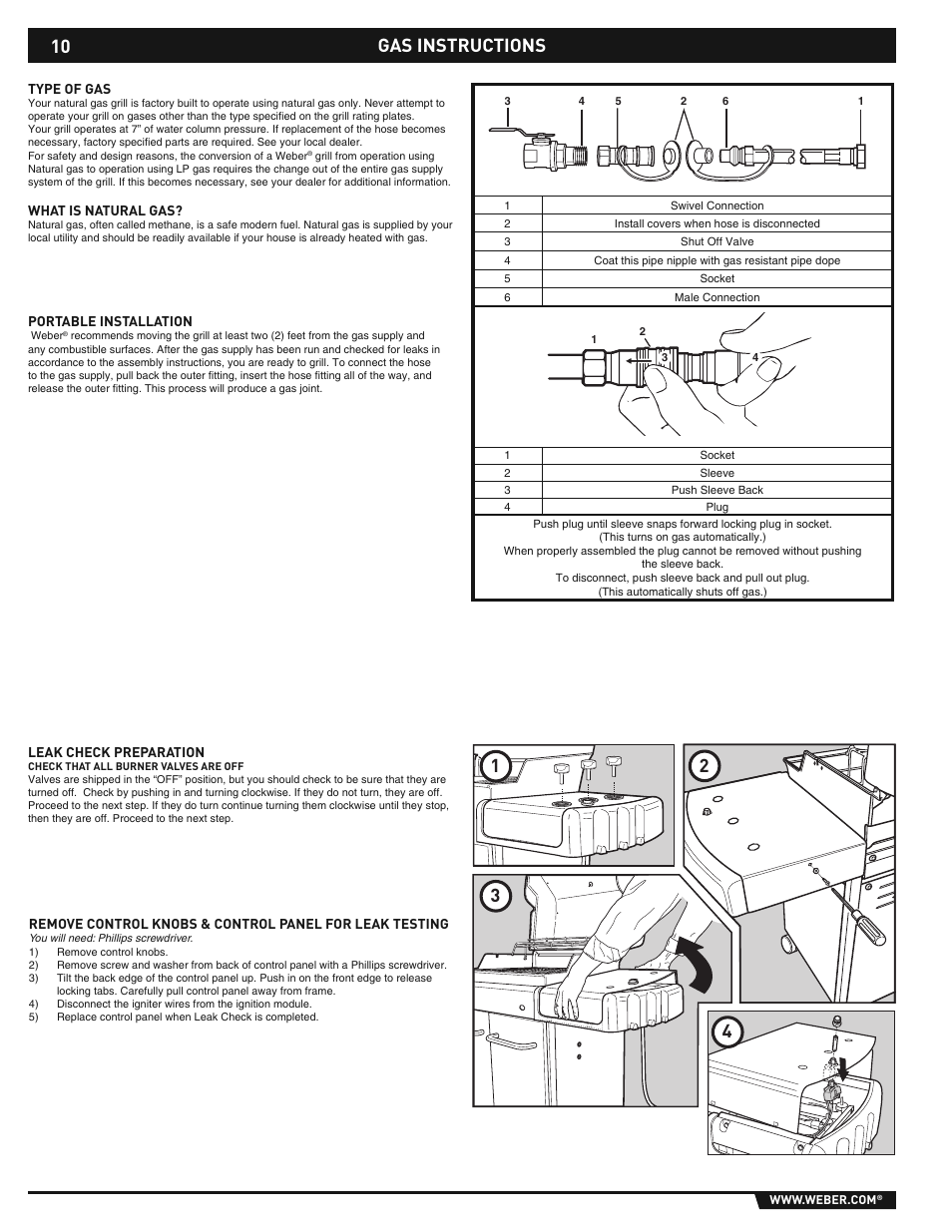 Gas instructions 1 2 3 4 | weber E/S-310/320 User Manual | Page 10 / 48