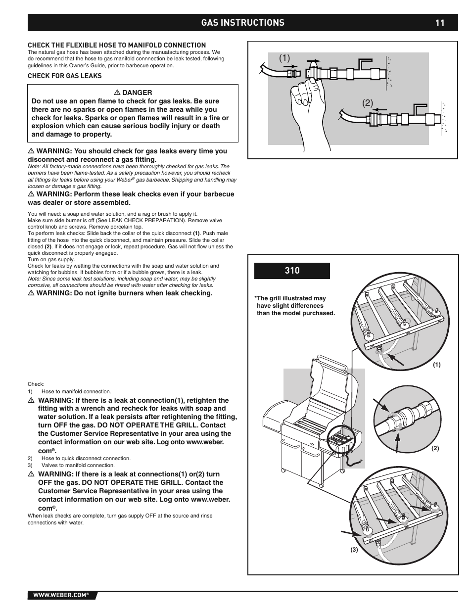 11 gas instructions | weber E/S-310/320 User Manual | Page 11 / 48