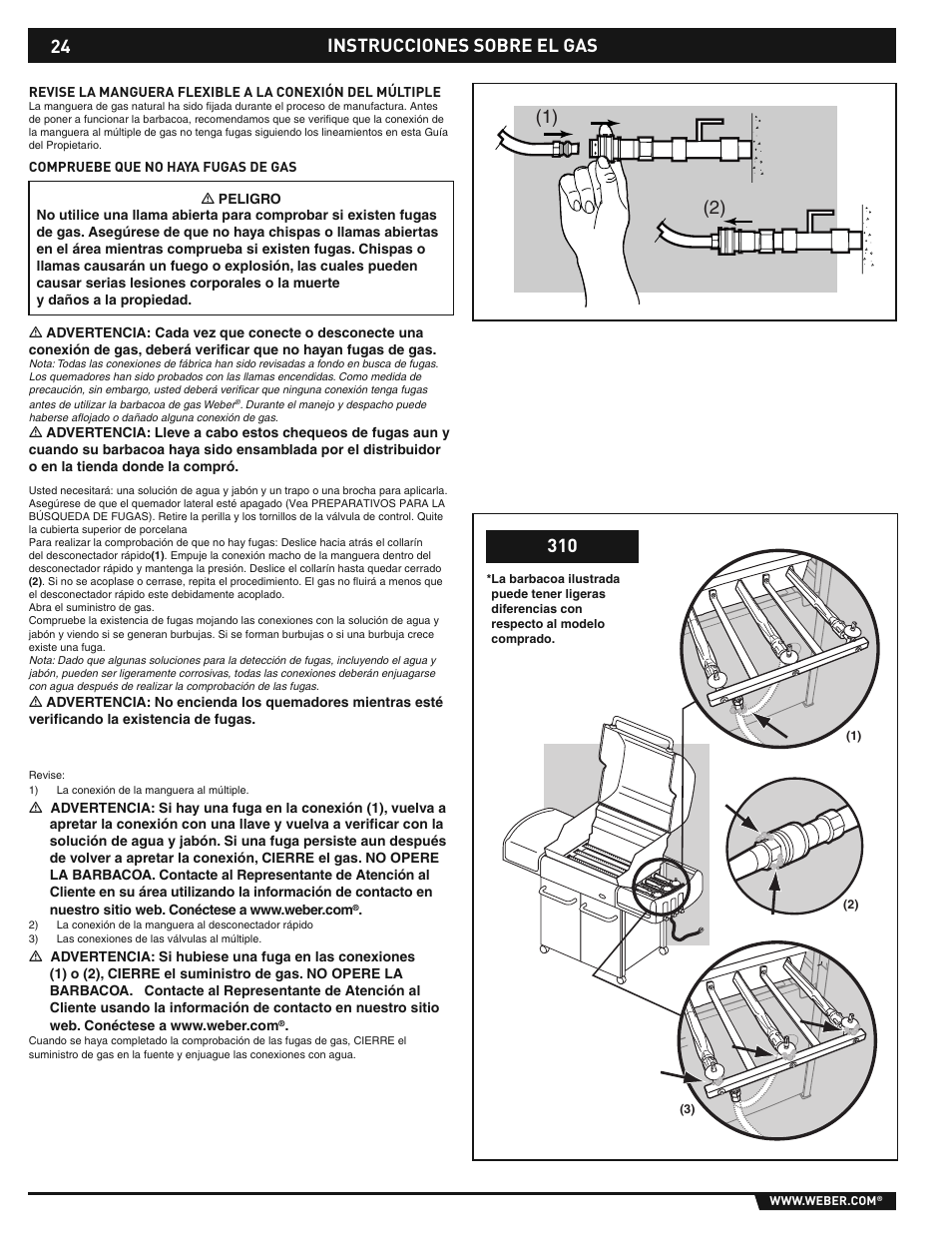 Instrucciones sobre el gas | weber E/S-310/320 User Manual | Page 24 / 48