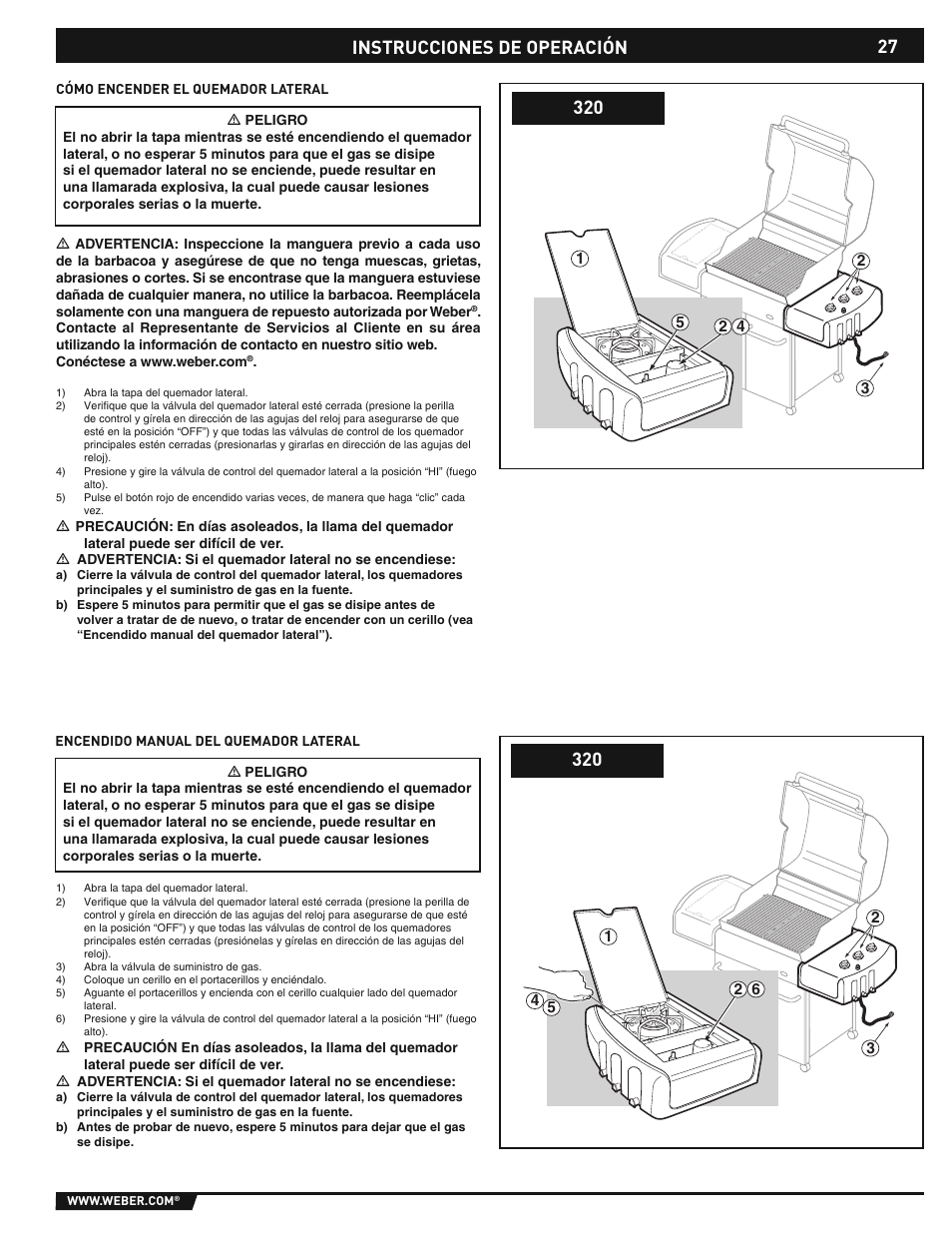 27 instrucciones de operación | weber E/S-310/320 User Manual | Page 27 / 48