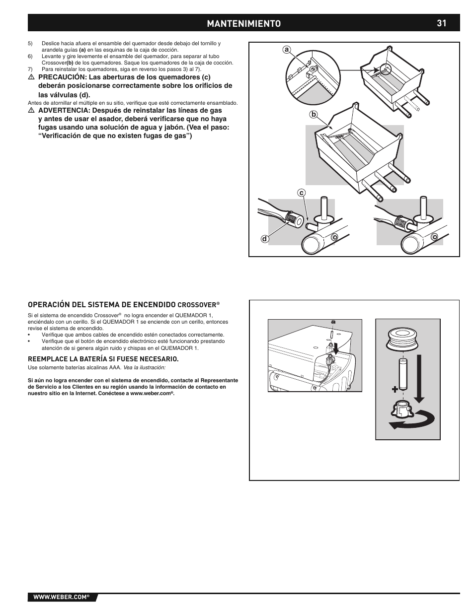 Mantenimiento | weber E/S-310/320 User Manual | Page 31 / 48