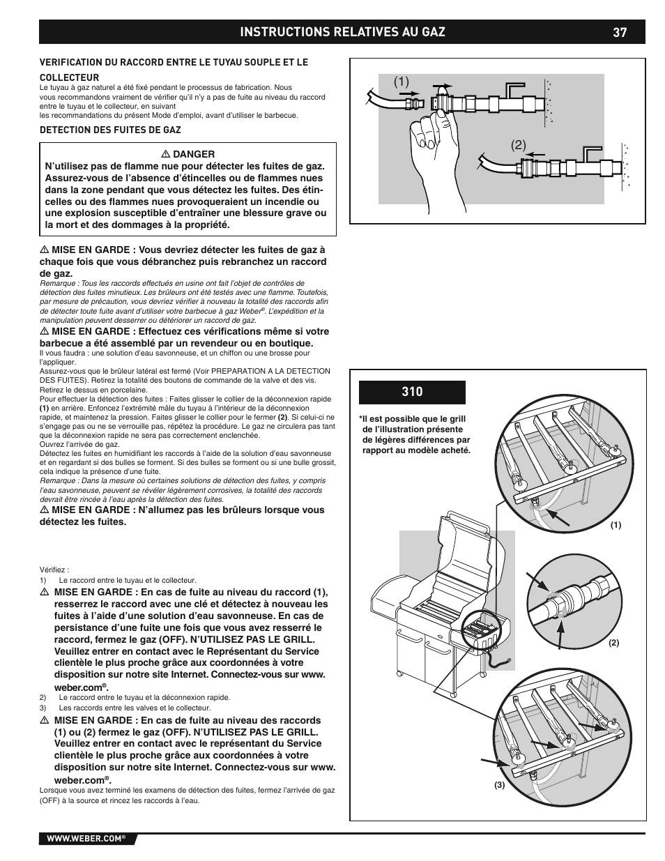 37 instructions relatives au gaz | weber E/S-310/320 User Manual | Page 37 / 48