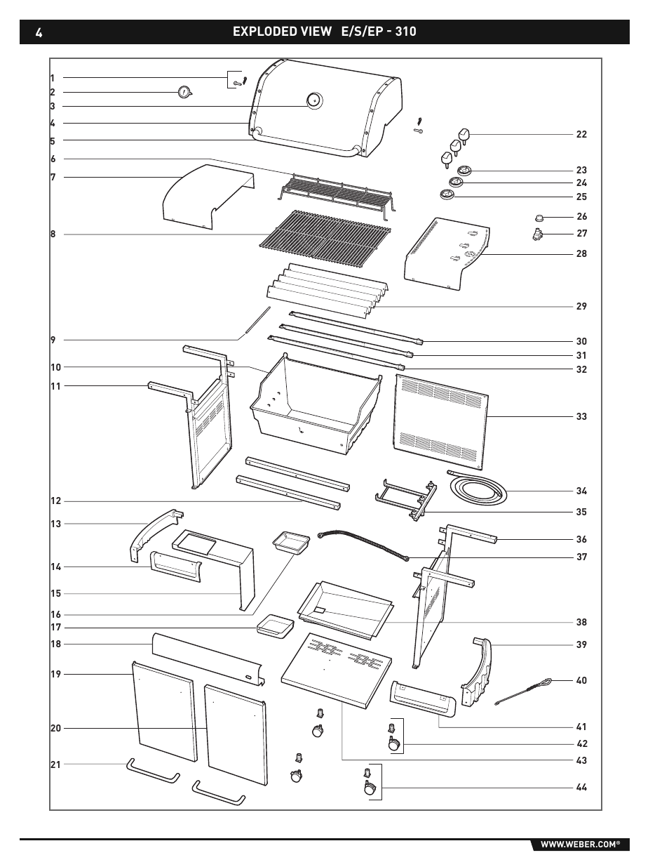 Exploded view e/s/ep - 310 | weber E/S-310/320 User Manual | Page 4 / 48