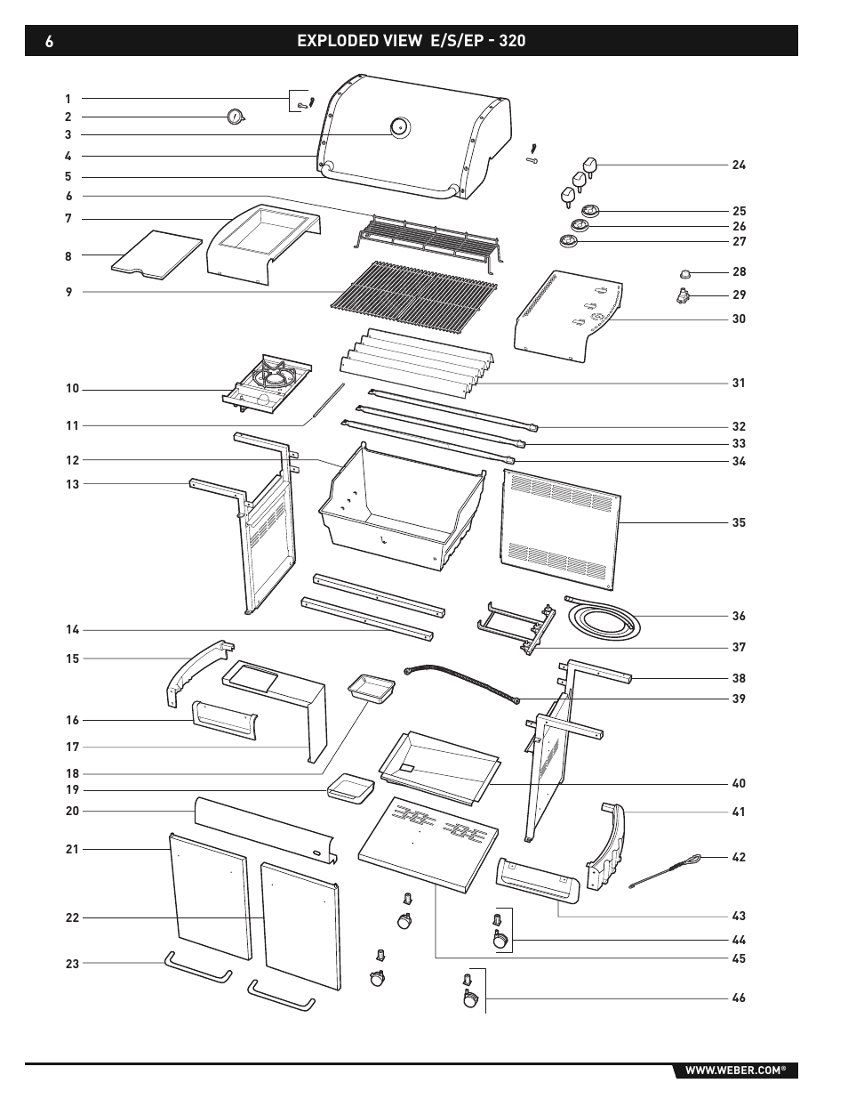 Exploded view e/s/ep - 320 | weber E/S-310/320 User Manual | Page 6 / 48