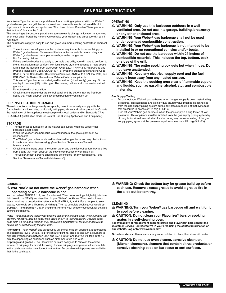 General instructions | weber E/S-310/320 User Manual | Page 8 / 48