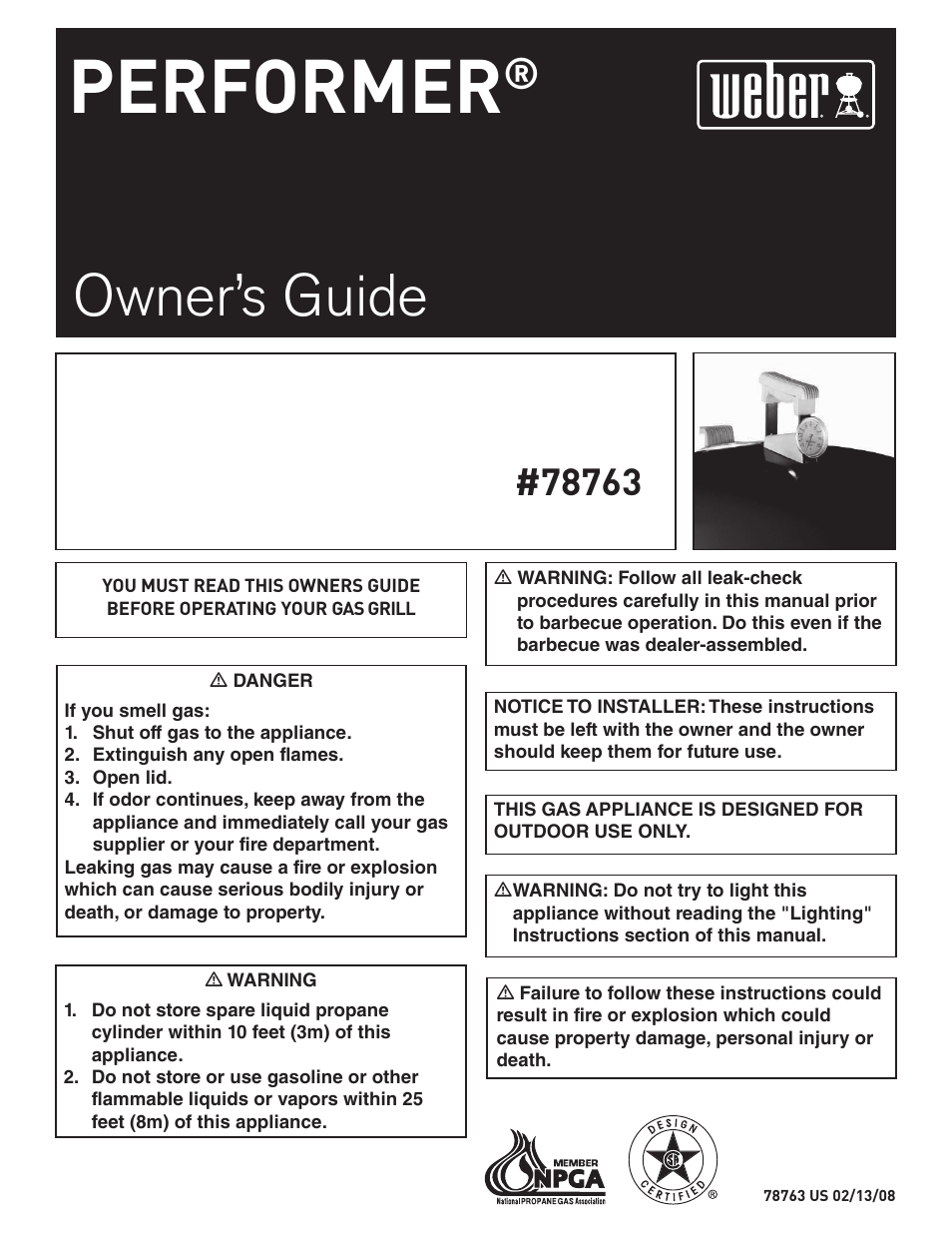 weber Performer 78763 User Manual | 24 pages