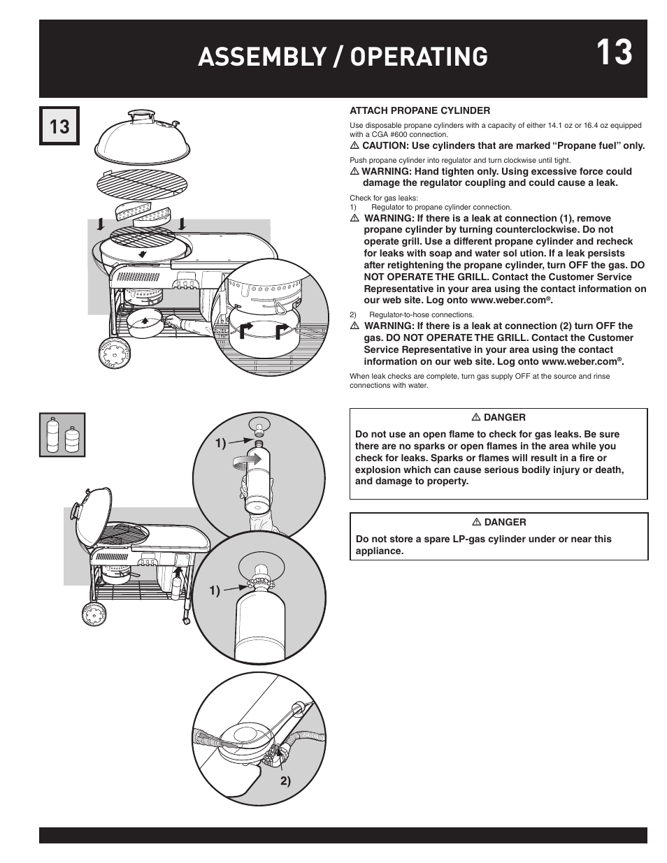 Assembly / operating | weber Performer 78763 User Manual | Page 13 / 24