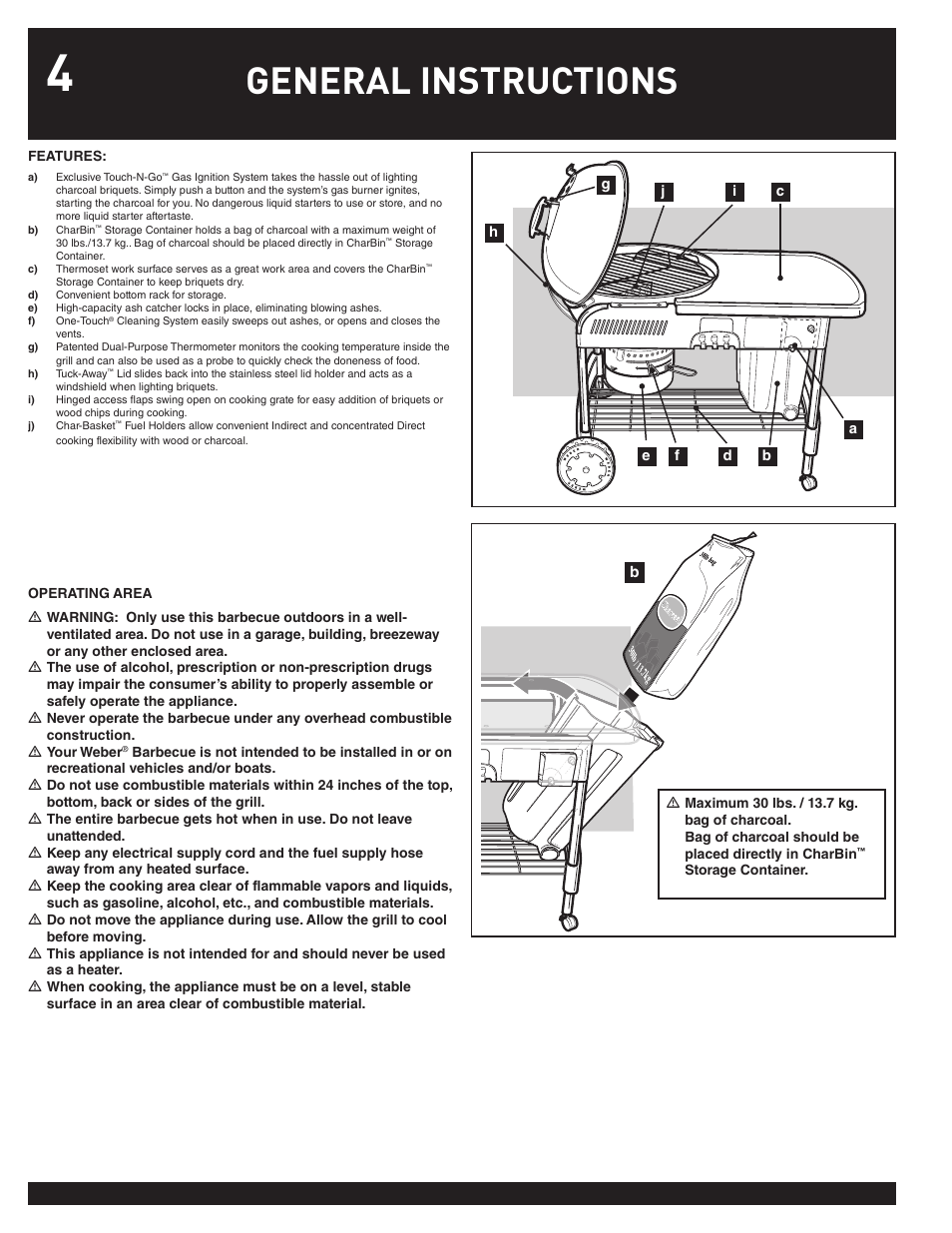 General instructions | weber Performer 78763 User Manual | Page 4 / 24