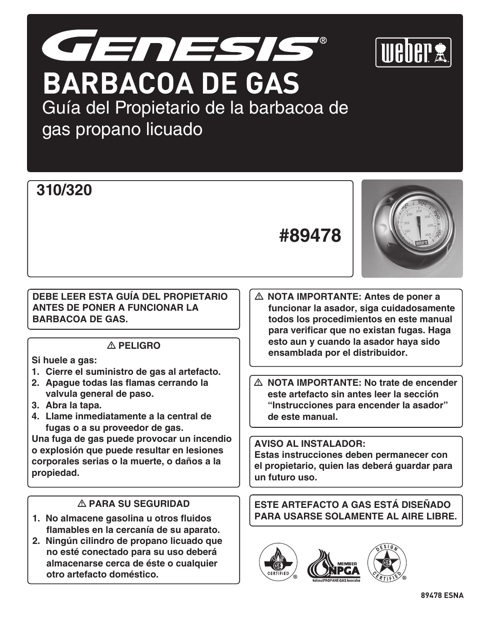 Barbacoa de gas | weber Genesis 310 User Manual | Page 23 / 56