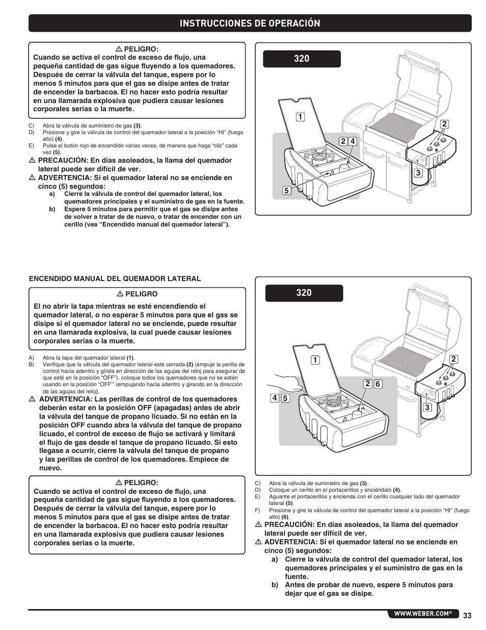 Instrucciones de operación 320 | weber Genesis 310 User Manual | Page 33 / 56