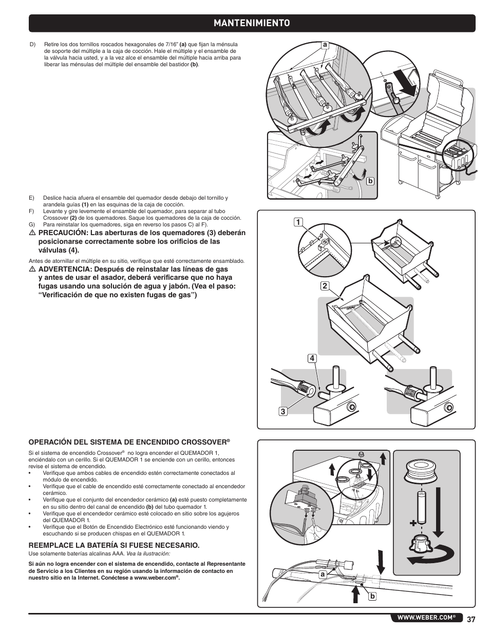 Maintenance, Mantenimiento | weber Genesis 310 User Manual | Page 37 / 56
