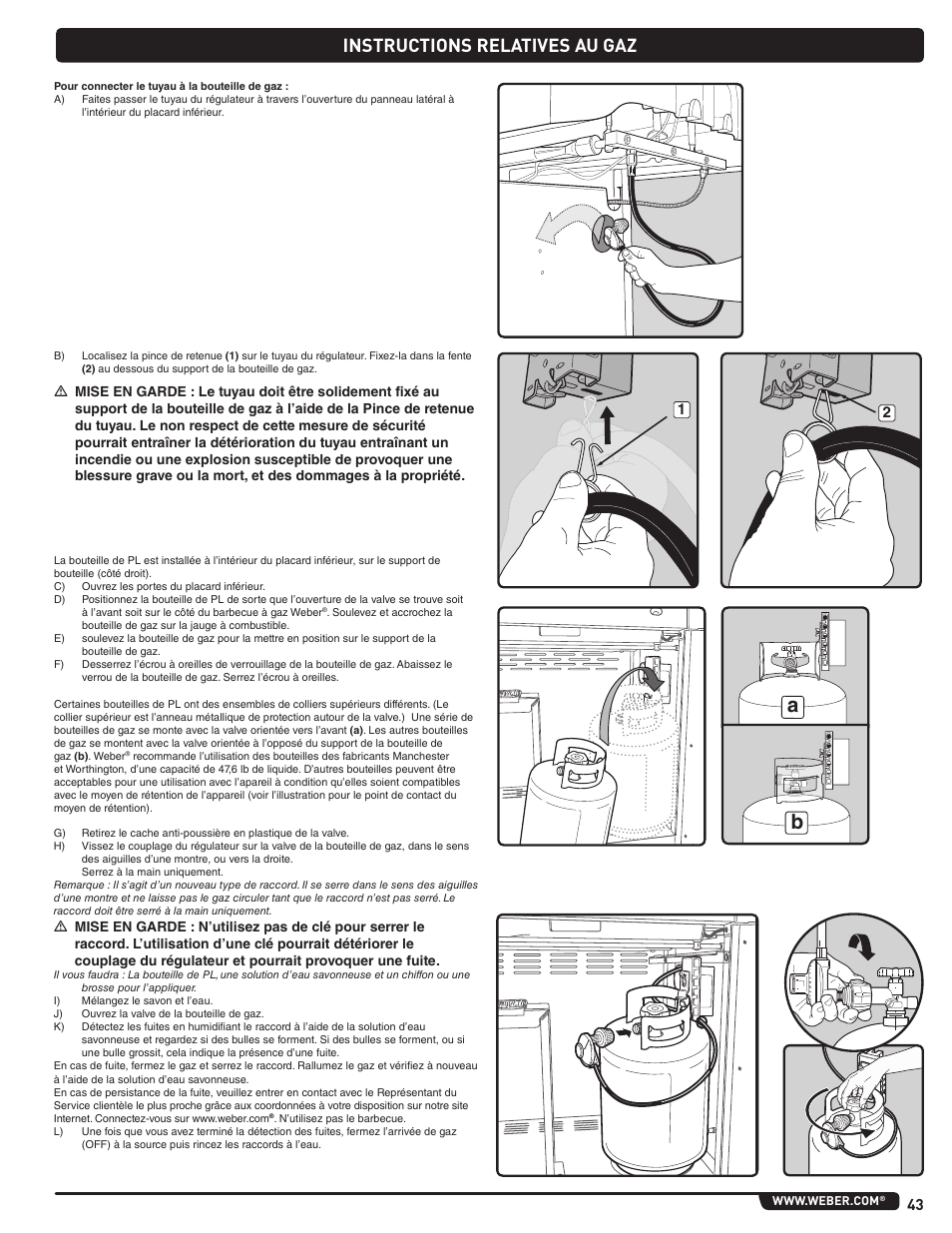Gas instructions, Instructions relatives au gaz | weber Genesis 310 User Manual | Page 43 / 56