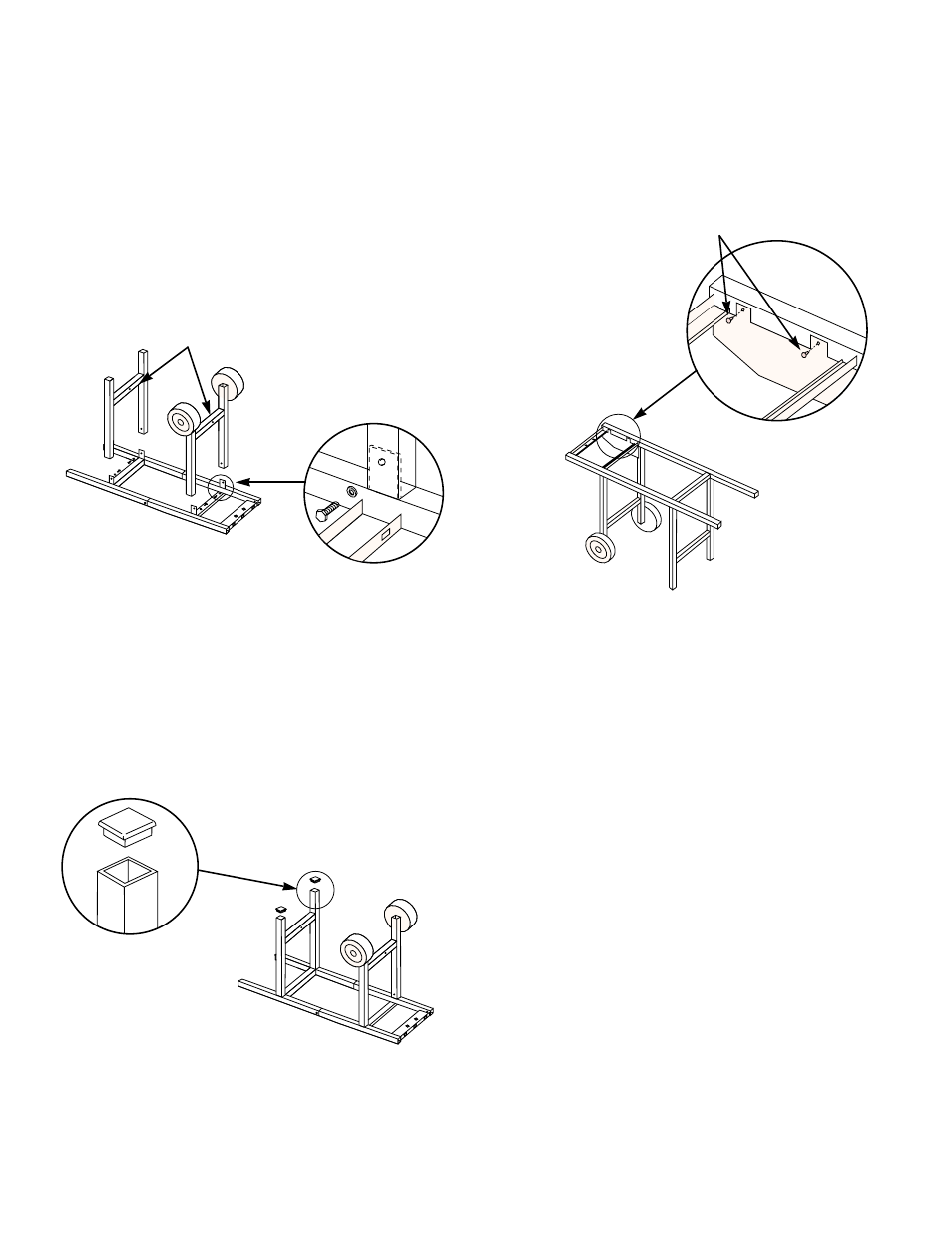 Continue frame assembly, Install tubing plugs, Add front panel | weber 700 Series User Manual | Page 11 / 32