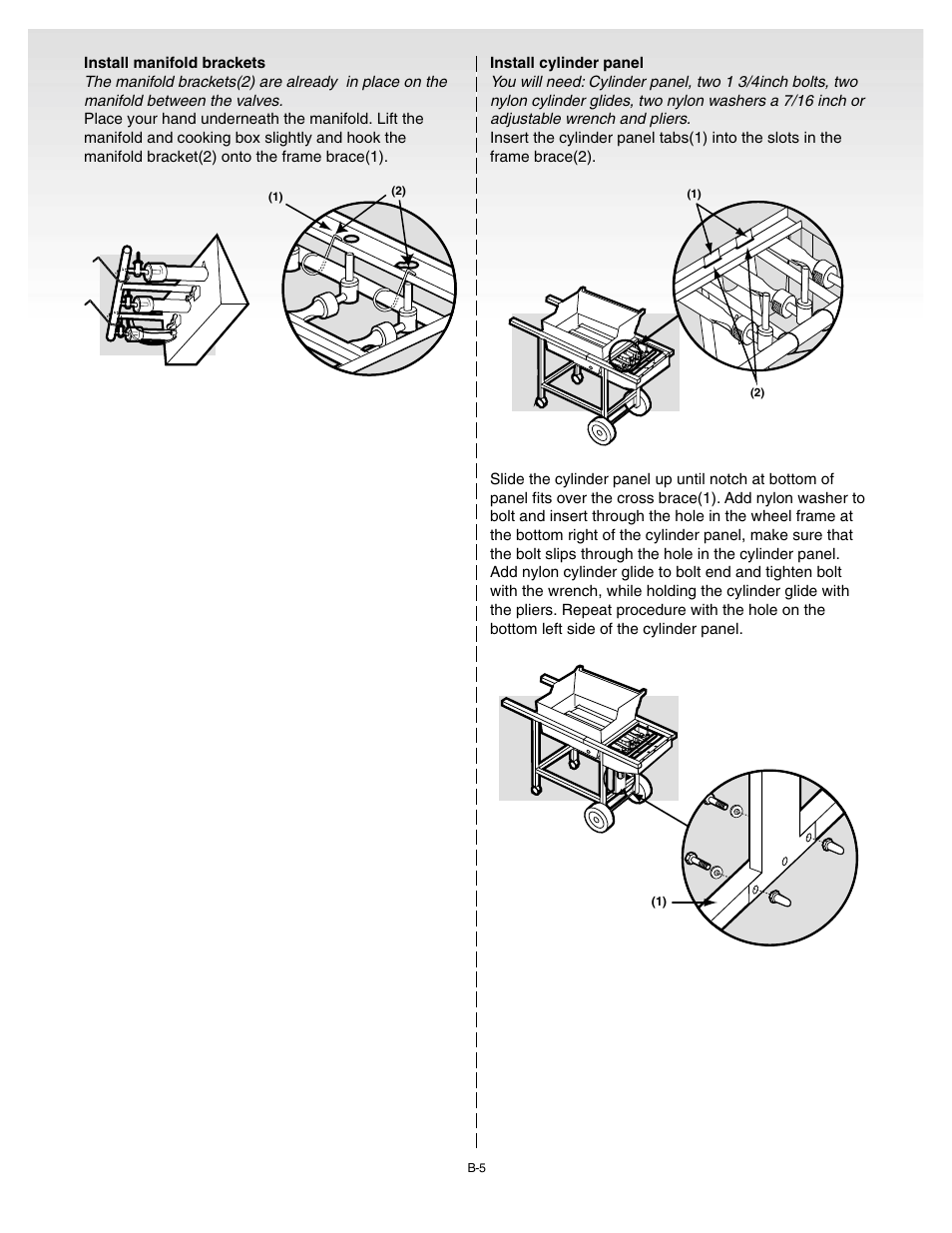 Install manifold brackets, Install cylinder panel | weber 55008 User Manual | Page 17 / 40