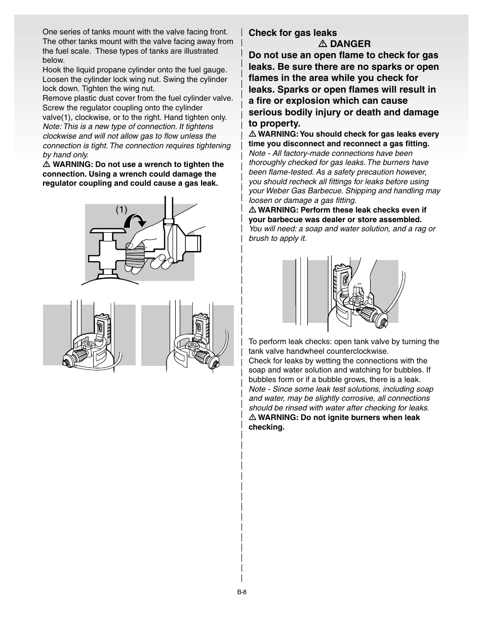 Check for gas leaks | weber 55008 User Manual | Page 20 / 40