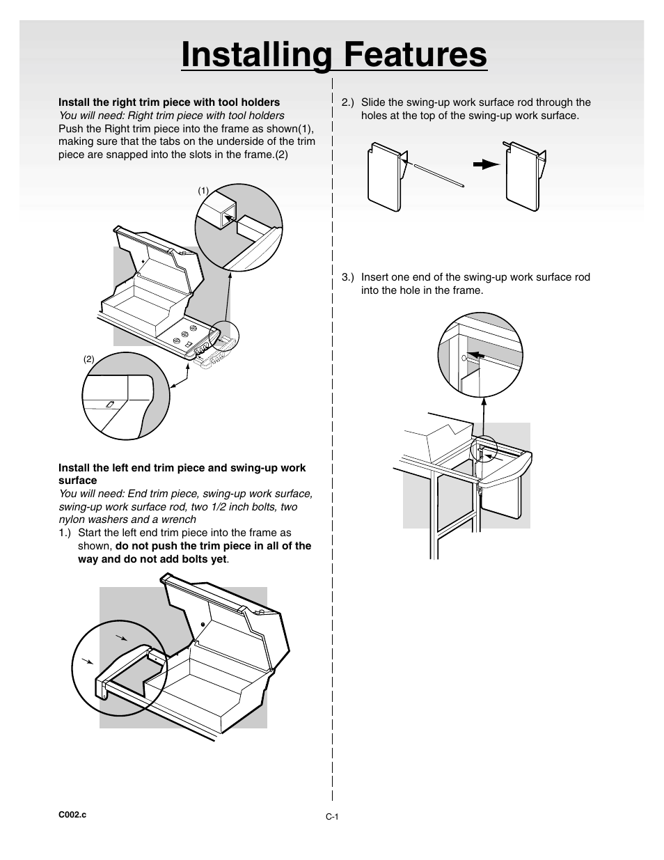 Installing features, Install the right trim piece with tool holders | weber 55008 User Manual | Page 23 / 40