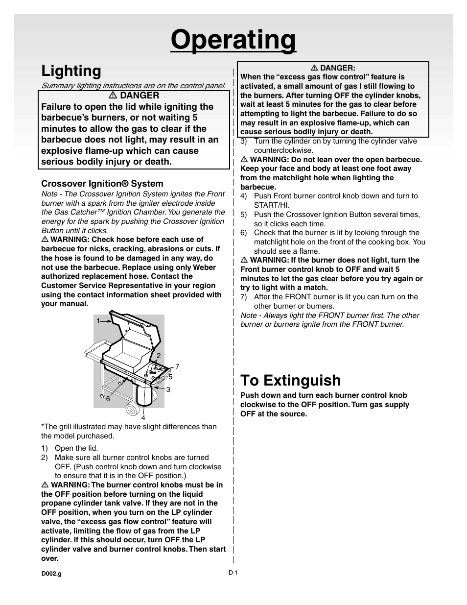 Operating, Lighting, To extinguish | weber 55008 User Manual | Page 26 / 40