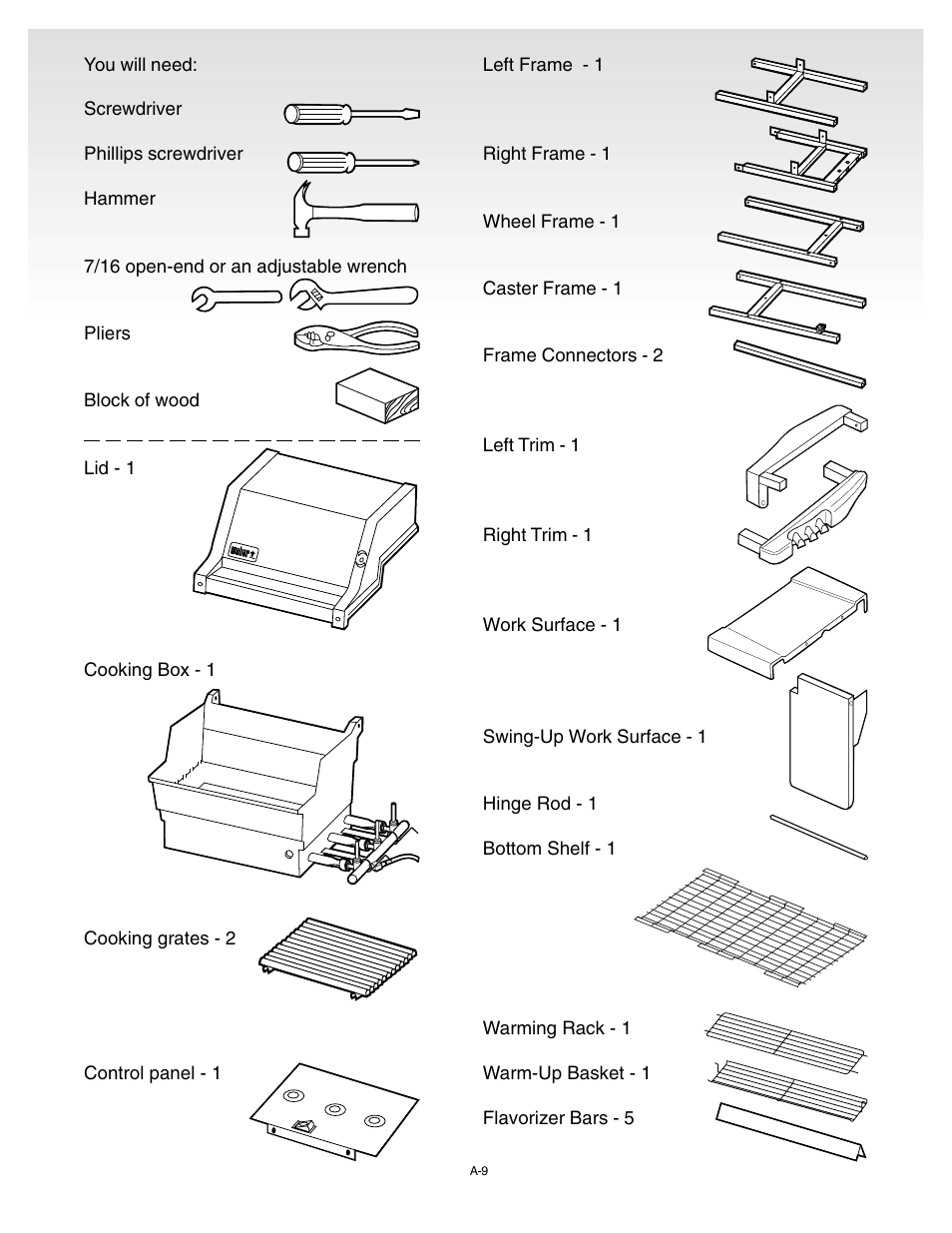 Parts list | weber 55008 User Manual | Page 9 / 40