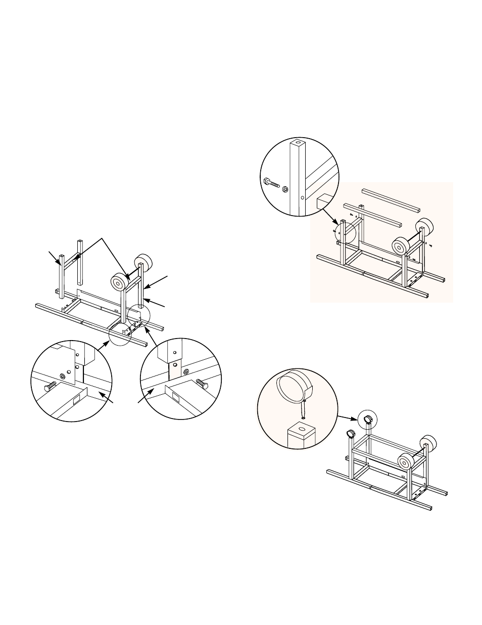 Continue frame assembly, Complete frame assembly, Insert casters | weber 98642 User Manual | Page 11 / 40