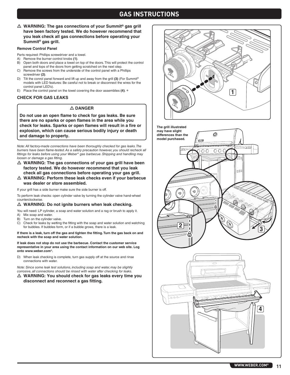Gas instructions | weber Summit 56204 User Manual | Page 11 / 110