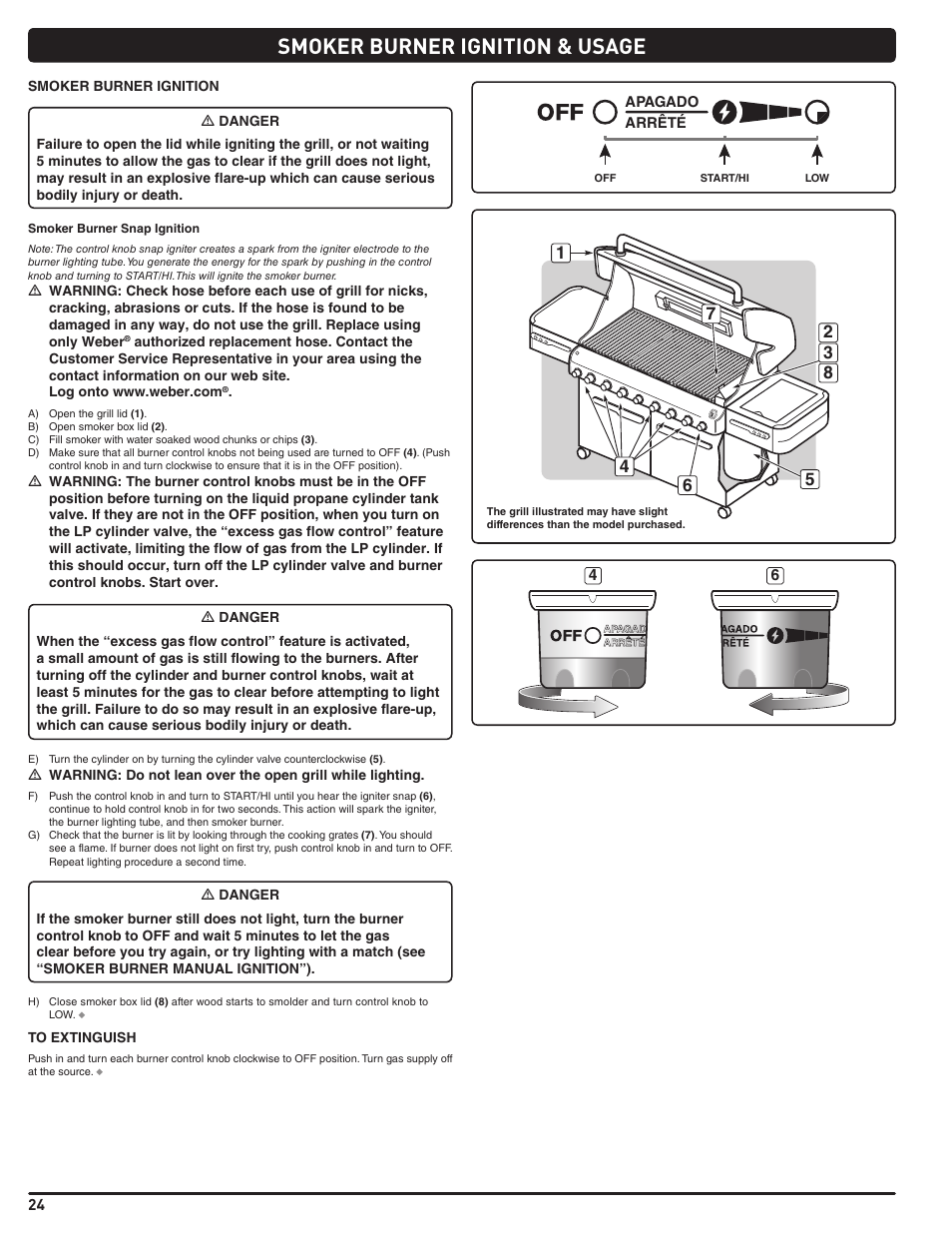 Smoker burner ignition & usage | weber Summit 56204 User Manual | Page 24 / 110