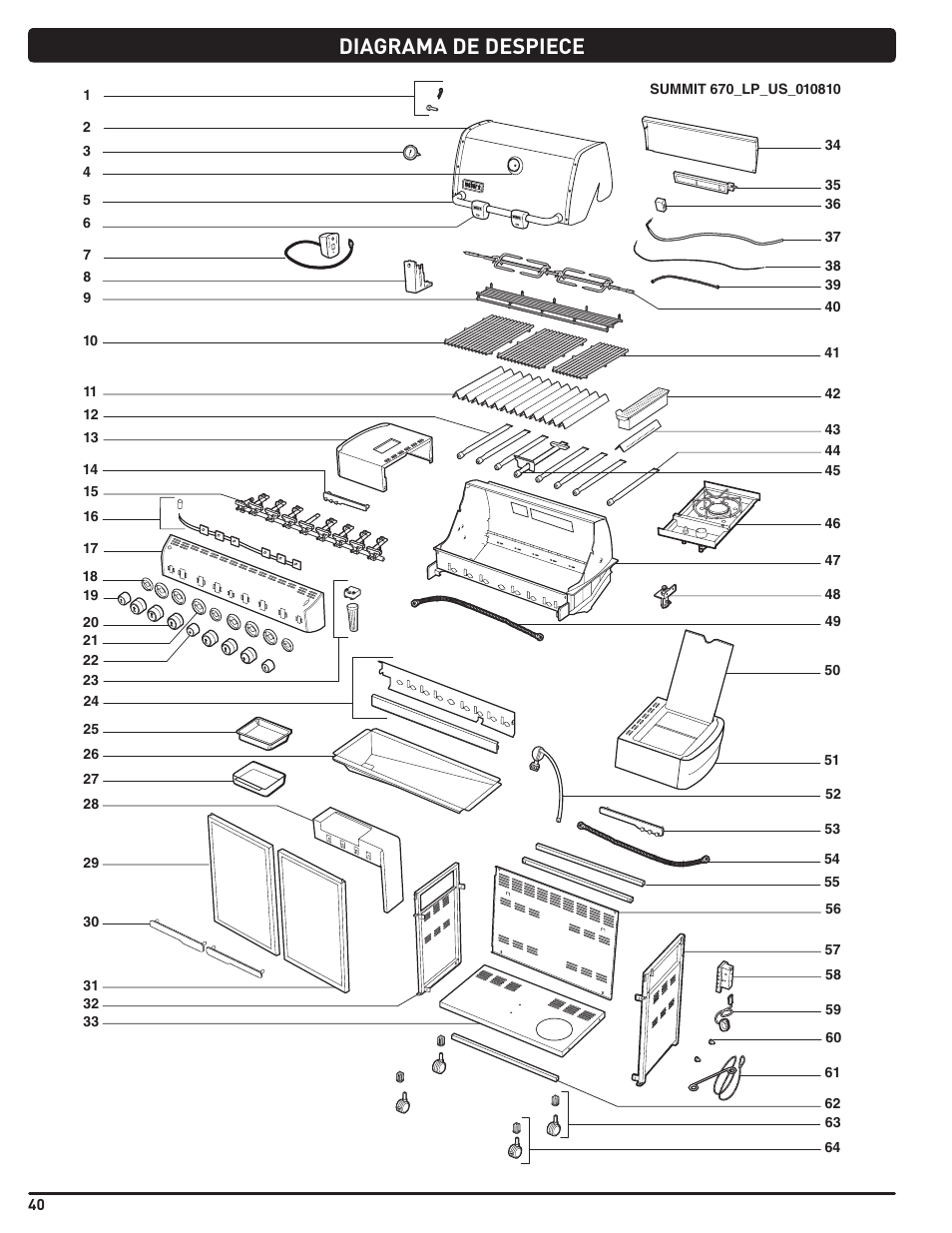 Diagrama de despiece | weber Summit 56204 User Manual | Page 40 / 110
