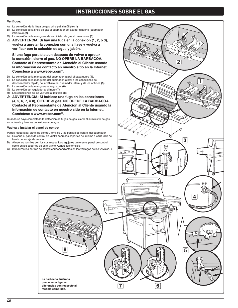 Instrucciones sobre el gas | weber Summit 56204 User Manual | Page 48 / 110